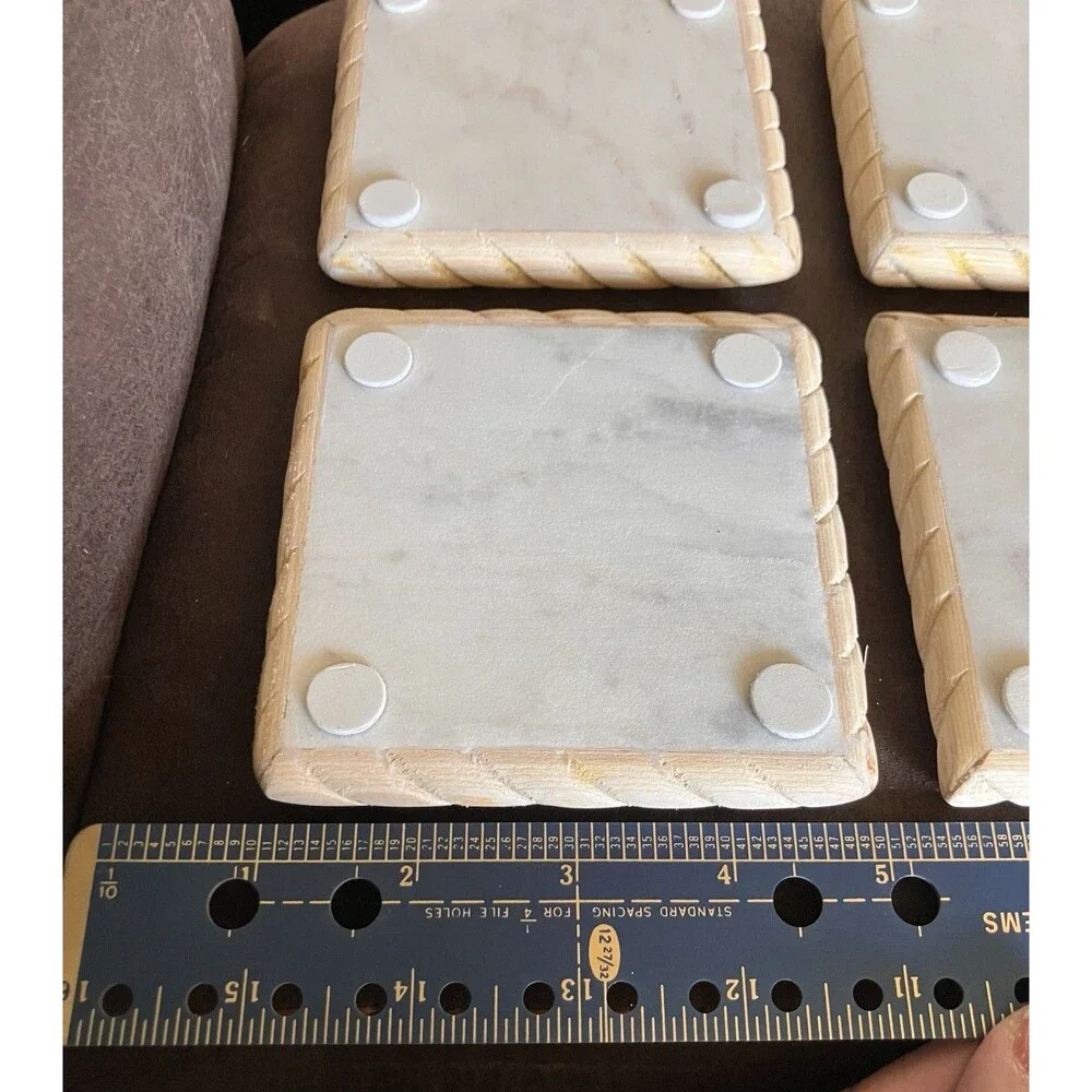 Vintage Thirstystone Stoneware Coaster Set of 4 Square Nautical Beach House